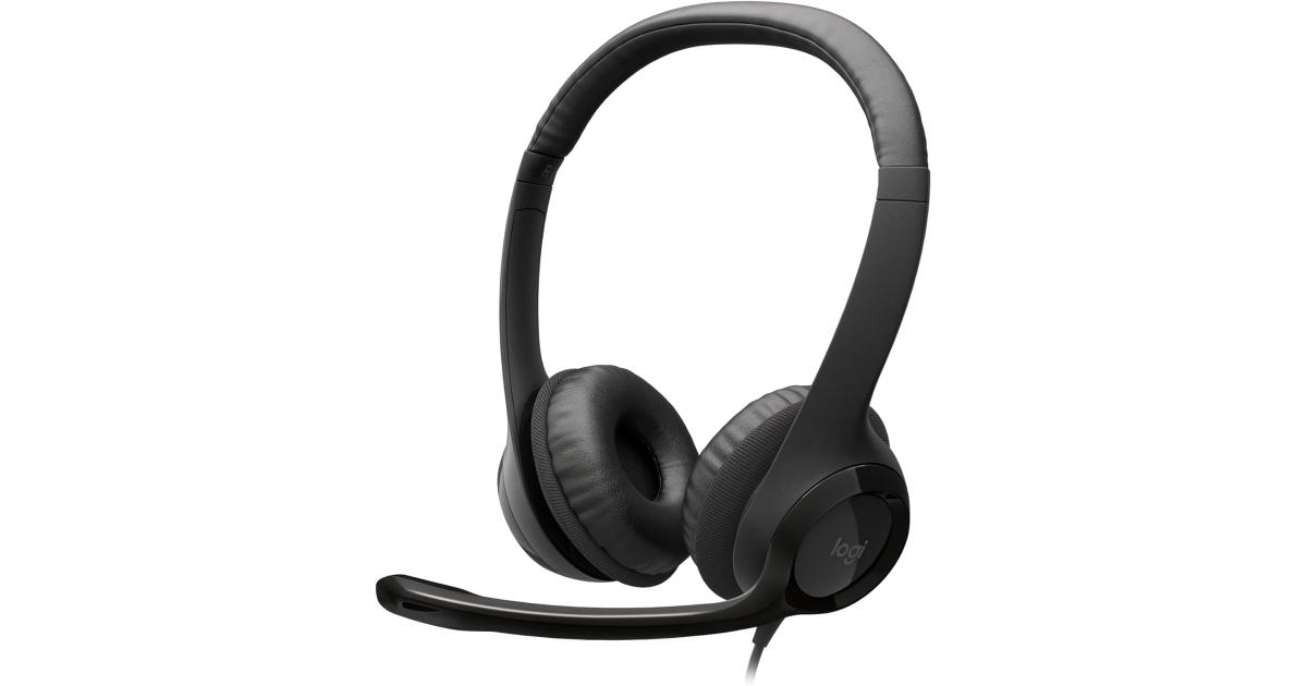 Logitech H390 Wired USB Black Headset Stereo Headphones with Leatherette Earcups Noise Cancelling Mic In Line Controls For PC Mac Laptop H390 USB Headset OS Jordan