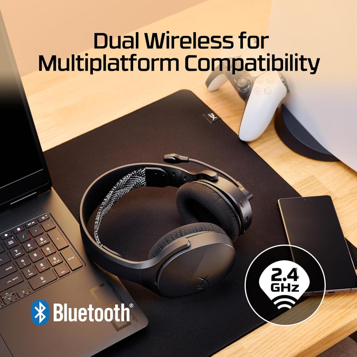 HyperX Cloud Jet Dual Wireless (2.4 GHz & Bluetooth 5.2 ) Gaming Headset, Up to 25 hours Battery Life, Windows Mac, PS4/PS5, Mobile