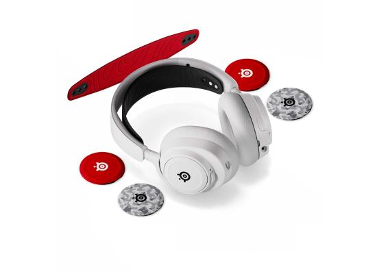 SteelSeries Arctis Nova 7P White Wireless Gaming Headset + Multi-Booster Pack Add-Ons — Mobile App Control — 38 HR Battery — Neodymium Magnetic Drivers — 2.4GHz/Bluetooth