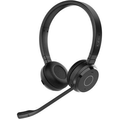Jabra Evolve 65 TE Wireless Binaural Wireless Headphones with Mic, 2 Simultaneous Connection, Link 390a UC Stereo, Bluetooth 5.2, Noise Cancelling, Up to 16 Hours Talk Time, Leather Cushion for All
