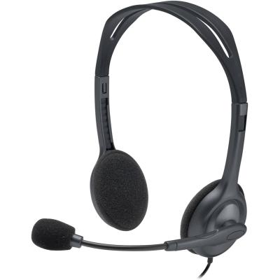 Logitech H111 Wired Headset, Stereo Headphones with Noise-Cancelling Microphone, 3.5 mm Audio Jack, PC/Mac/Laptop/Smartphone/Tablet - Black