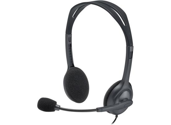 Logitech H111 Wired Headset, Stereo Headphones with Noise-Cancelling Microphone, 3.5 mm Audio Jack, PC/Mac/Laptop/Smartphone/Tablet - Black
