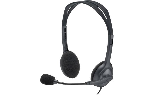 Logitech H111 Wired Headset, Stereo Headphones with Noise-Cancelling Microphone, 3.5 mm Audio Jack, PC/Mac/Laptop/Smartphone/Tablet - Black