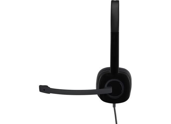 Logitech H151 Wired Headset, Analog Stereo Headphones with Rotating Noise-Cancelling Microphone, 3.5 mm Audio Jack, in-Line Controls, Black