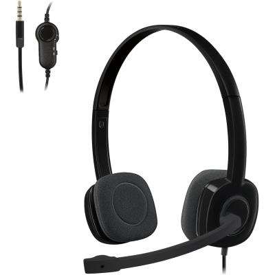 Logitech H151 Wired Headset, Analog Stereo Headphones with Rotating Noise-Cancelling Microphone, 3.5 mm Audio Jack, in-Line Controls, Black