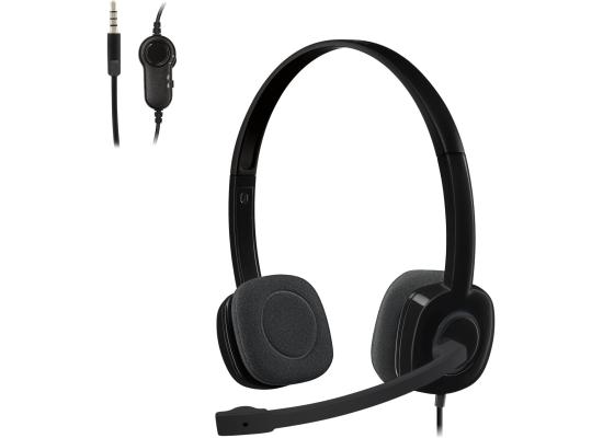 Logitech H151 Wired Headset, Analog Stereo Headphones with Rotating Noise-Cancelling Microphone, 3.5 mm Audio Jack, in-Line Controls, Black