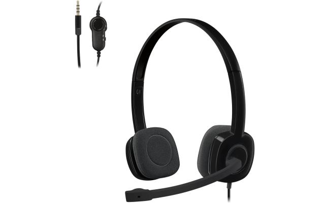 Logitech H151 Wired Headset, Analog Stereo Headphones with Rotating Noise-Cancelling Microphone, 3.5 mm Audio Jack, in-Line Controls, Black Logitech H151 Wired Headset, Analog Stereo Headphones with Rotating Noise-Cancelling Microphone, 3.5 mm Audio Jack, in-Line Controls, Black