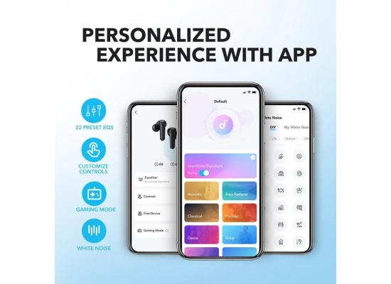 Soundcore By Anker R50i True Wireless Earbuds 10mm Drivers, Big Bass, Bluetooth 5.3, 30H Playtime, IPX5-Water Resistant, AI Clear Calls with 2 Mics, 22 Preset EQs via App, White