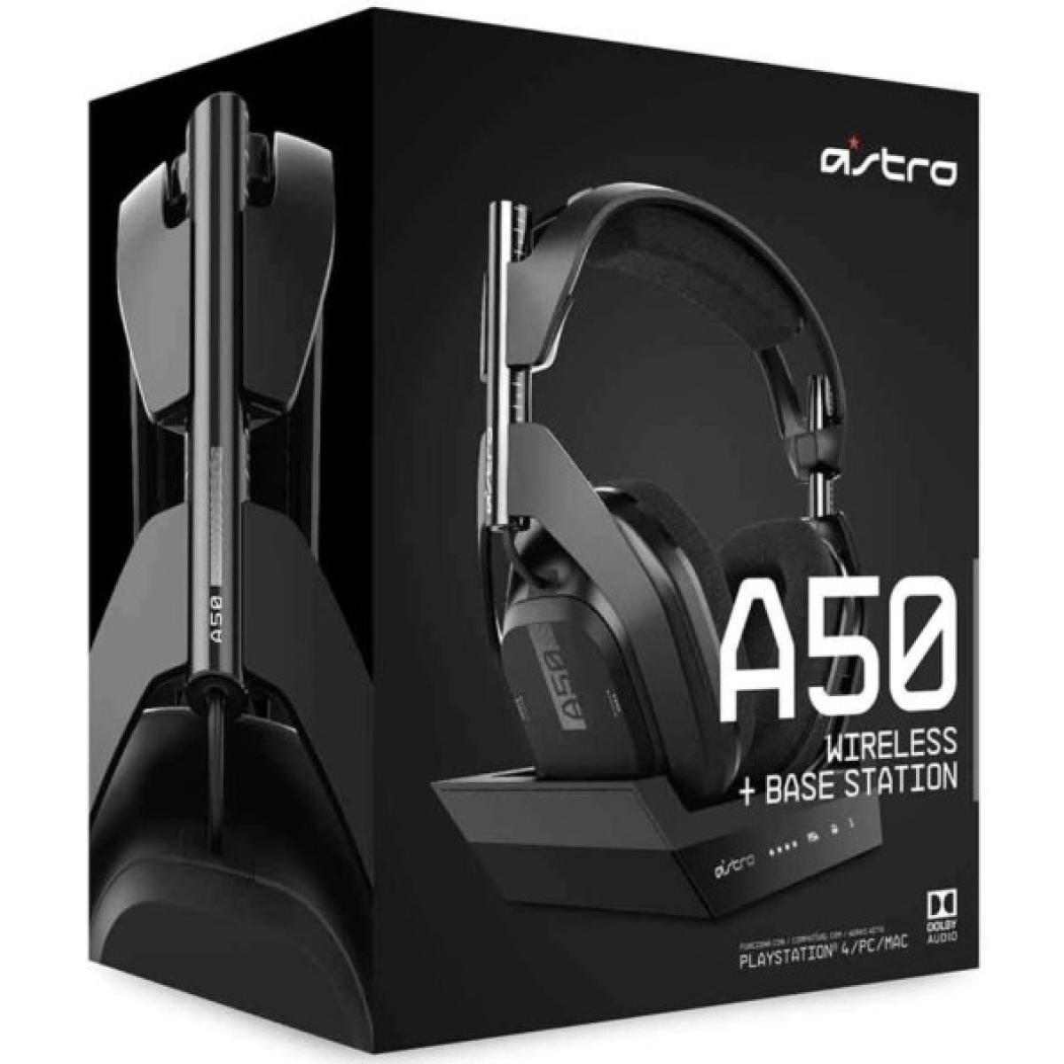 ASTRO Gaming A50 Wireless Headset + Base Station Gen 4, ANC, Dolby Audio. 3D Audio Ready Rechargeable Lithium-ion Battery 15+ Hours Of Life, Usb Sound Card Functionality For PC/PS4/PS5/Mac