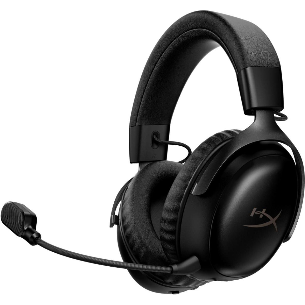 HyperX Cloud III S Wireless Gaming Headset (2.4GHz, Bluetooth), DTS:X Spatial Virtual 3D Surround Sound Spatial Audio, Battery Life up to 120 Hours 2.4GHz / 200 Hours Bluetooth, Detachable Mic Multi-Platform– Black