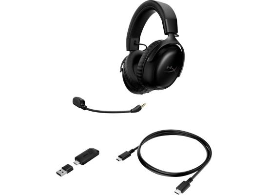 HyperX Cloud III S Wireless Gaming Headset (2.4GHz, Bluetooth), DTS:X Spatial Virtual 3D Surround Sound Spatial Audio, Battery Life up to 120 Hours 2.4GHz / 200 Hours Bluetooth, Detachable Mic Multi-Platform– Black