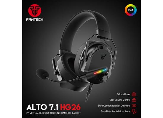 Fantech ALTO HG26 7.1 Virtual Surround USB Wired Ultra Comfort Gaming Headset w/ RGB Lighting Effects, Noise Cancelling Detachable Microphone & On-Ear Volume Controls