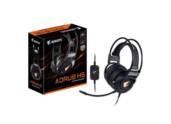 GIGABYTE AORUS H5 RGB Stereo Gamin Comfort Headset, Detachable and Bendable Microphone, In-line sound controls