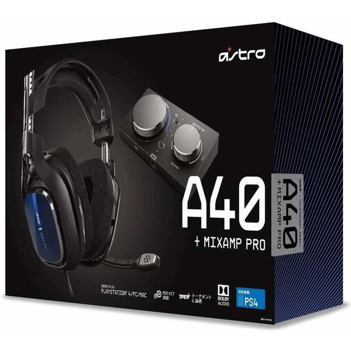 Logitech ASTRO Gaming A40 TR Wired Headset + MixAmp Pro TR with Dolby Audio, Pro-Level Console & PC Gaming, content creation & Live Streaming For PlayStation 5, PlayStation 4, PC, Mac - Black/Blue