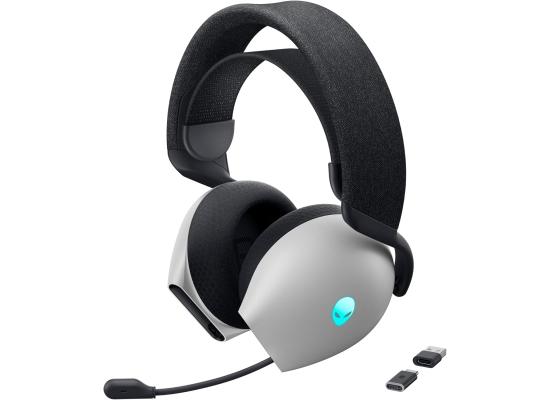 Alienware Tri-Mode Wireless Gaming Headset AW725H - Wired/Wireless, Bluetooth 5.3, Audio Output - 20 Hz, Mini-Phone (3.5mm), Battery Talk Time Up to 55 Hrs (Bluetooth), Lunar Light