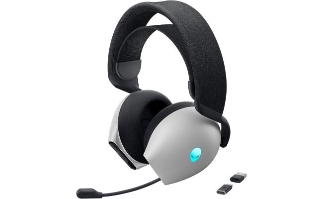 Alienware Tri-Mode Wireless Gaming Headset AW725H - Wired/Wireless, Bluetooth 5.3, Audio Output - 20 Hz, Mini-Phone (3.5mm), Battery Talk Time Up to 55 Hrs (Bluetooth), Lunar Light