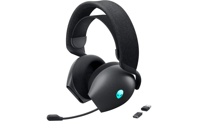 Alienware Tri-Mode Wireless Gaming Headset AW725H - Wired/Wireless, Bluetooth 5.3, Audio Output - 20 Hz, Mini-Phone (3.5mm), Battery Talk Time Up to 55 Hrs (Bluetooth), Dark Side of The Moon
