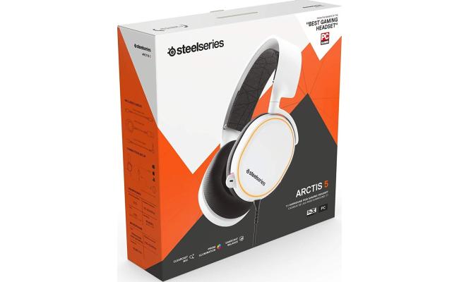 SteelSeries Arctis 5 RGB with DTS Headphone: X v2.0 - 7.1 Surround Sound For Ps4, Ps5 ,& PC - RGB Illuminated White Gaming Headset