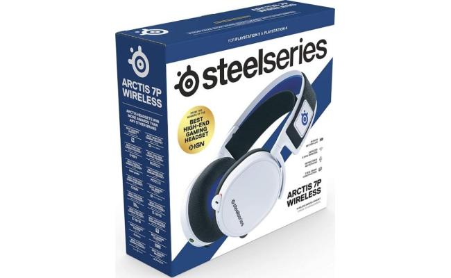 SteelSeries Arctis 7P Wireless 24-hour battery life For Ps4, Ps5 ,& PC - Lossless 2.4 GHz Wireless White Gaming Headset