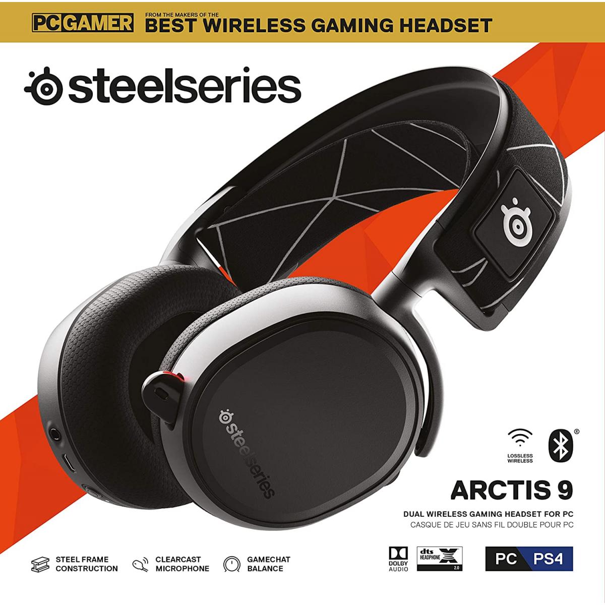SteelSeries Arctis 9 Wireless - Bluetooth 20+ Hour Battery Life PC, PS, Xbox &Mac -Black Gaming Headset