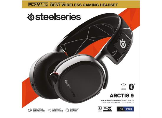 SteelSeries Arctis 9 Wireless - Bluetooth 20+ Hour Battery Life PC, PS, Xbox &Mac -Black Gaming Headset