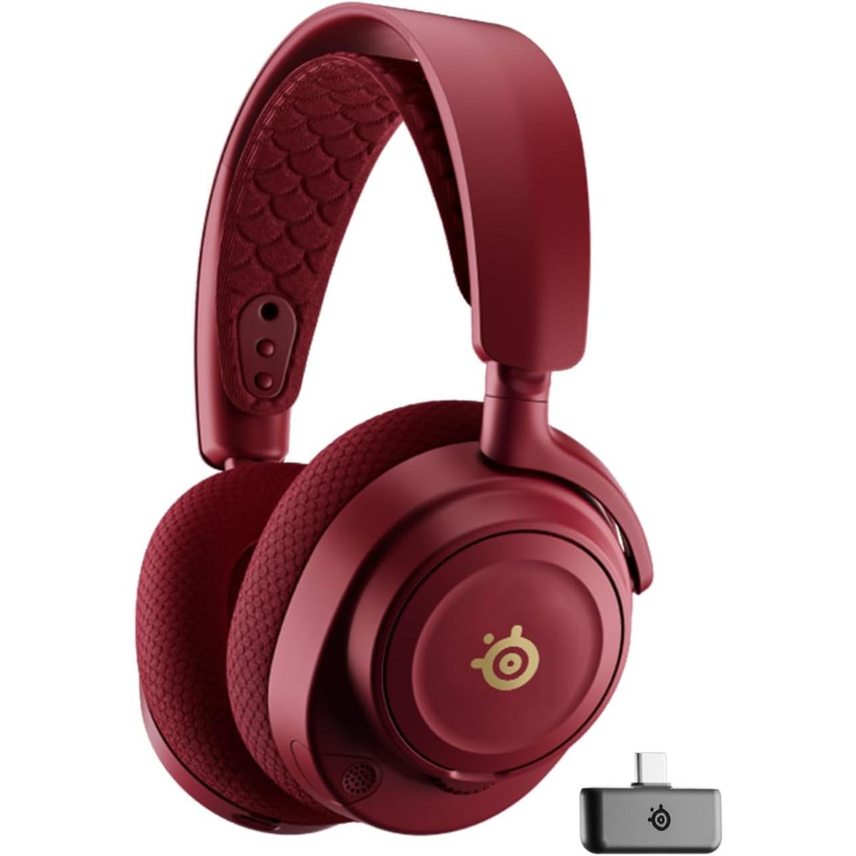 SteelSeries Arctis Nova 7 Wireless (Dragon Edition) (2.4GHz/Bluetooth/USB-C/3.5mm) Spatial Surround 7.1 Gaming Headset w/ Neodymium Magnetic Driver Up To 38, AI-powered Noise Cancelling Mic, 38HR Battery For PC, Mac, PS5, PS4, Switch, Mobile