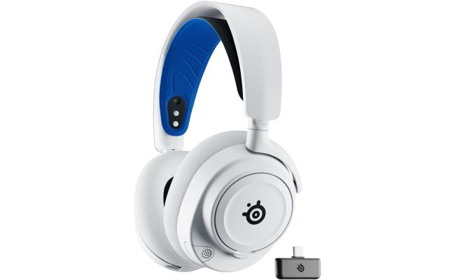 SteelSeries Arctis Nova 7P Wireless (White) (2.4GHz/Bluetooth/USB-C/3.5mm) Spatial Surround 7.1 Gaming Headset w/ Neodymium Magnetic Driver Up To 38, AI-powered Noise Cancelling Mic, 38HR Battery For PC, PS5, PS4, Switch, Mobile