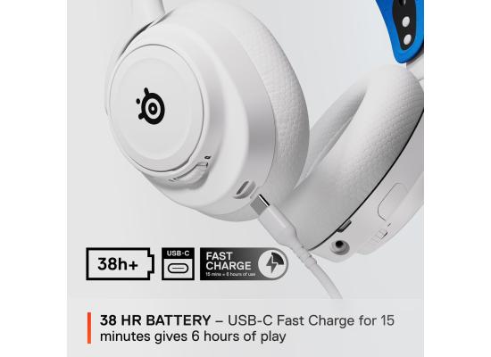 SteelSeries Arctis Nova 7P Wireless (White) (2.4GHz/Bluetooth/USB-C/3.5mm) Spatial Surround 7.1 Gaming Headset w/ Neodymium Magnetic Driver Up To 38, AI-powered Noise Cancelling Mic, 38HR Battery For PC, PS5, PS4, Switch, Mobile