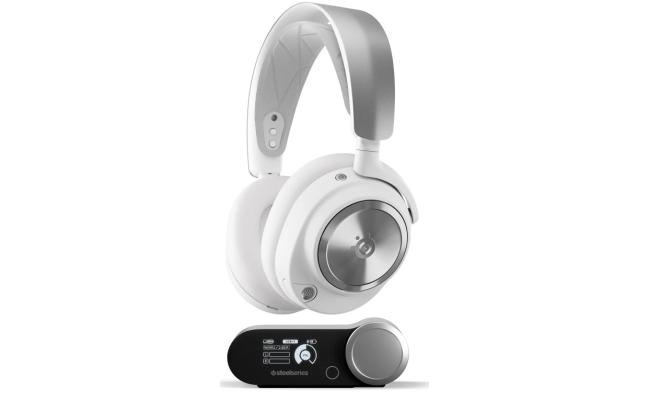 SteelSeries Arctis Nova Pro Wireless (White) (2.4GHz/Bluetooth/USB-C/3.5mm) (ANC) Hi-Res Gaming Headset w/ DAC & Premium Hi-Fi Drivers, AI-powered Noise Cancelling Mic - Xbox, PC, PS5, PS4, Switch, Mobile