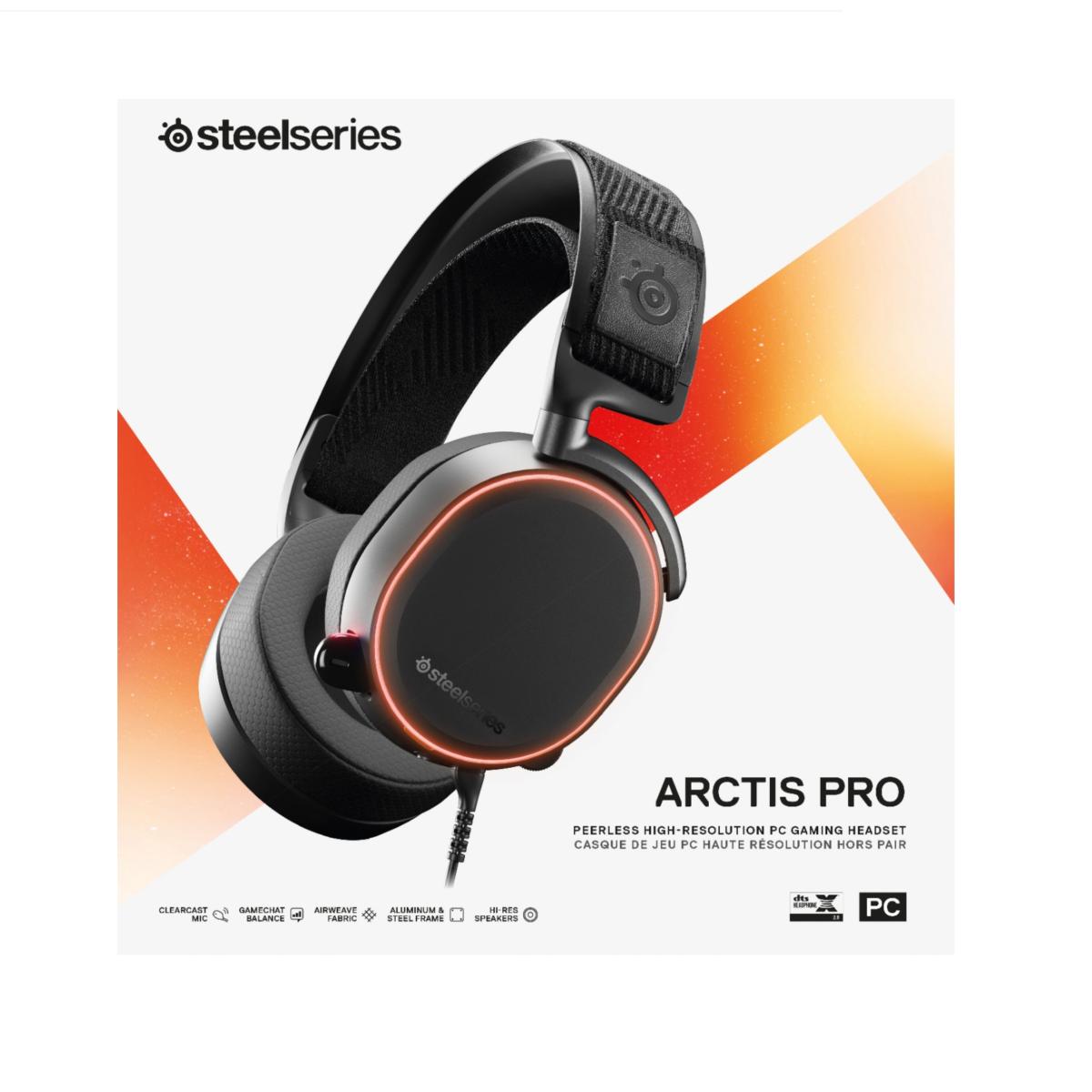 SteelSeries ARCTIS PRO High Resolution-DTS Headphone: X v2.0 Surround for PC, Wired USB Black Gaming Headset