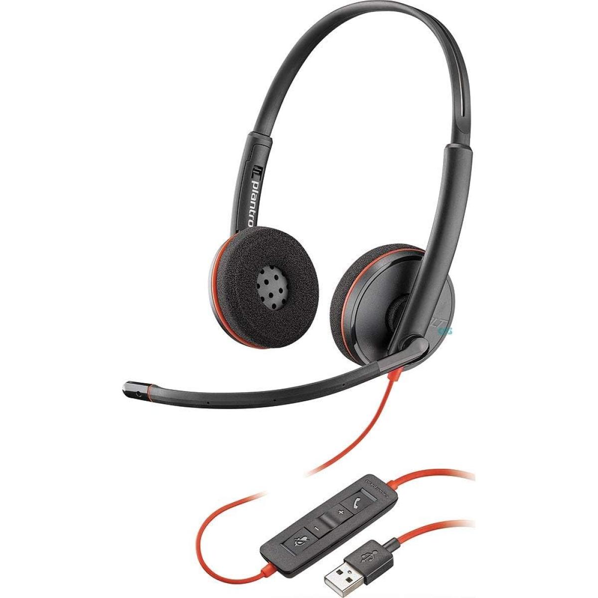 Poly Plantronics - Blackwire 3220 - Wired Dual-Ear (Stereo) Headset with Boom Mic - USB-A to connect to your PC and/or Mac
