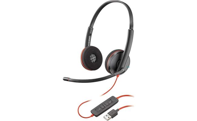 Plantronics - Blackwire 3220 - Wired Dual-Ear (Stereo) Headset with Boom Mic - USB-A to connect to your PC and/or Mac