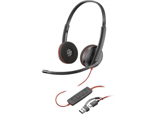 Poly Plantronics - Blackwire 3220 - Wired Dual-Ear (Stereo) Headset with Boom Mic + USB-C/A Adapter PC and/or Mac