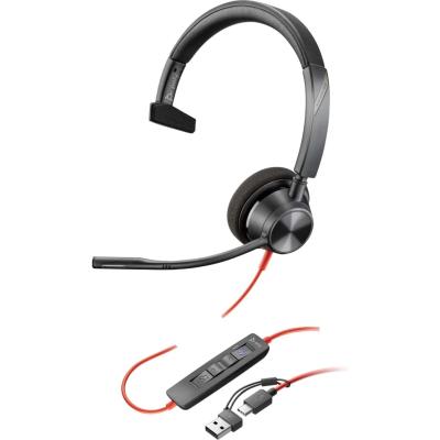 Poly Blackwire 3310 Wired USB Type-A & Wired USB Type-C One-Ear Boom Mic Noise & Echo Reduction.