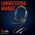 Poly Blackwire 3320 Wired Dual-Ear Boom Mic USB-C Headset + USB-C/A Adapter Noise-Canceling Mic.