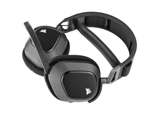 Corsair HS80 RGB WIRELESS Premium, Dolby Atmos 7.1 Surround  Gaming Headset w/ Memory Foam & Noise Cancelling Mic-Carbon