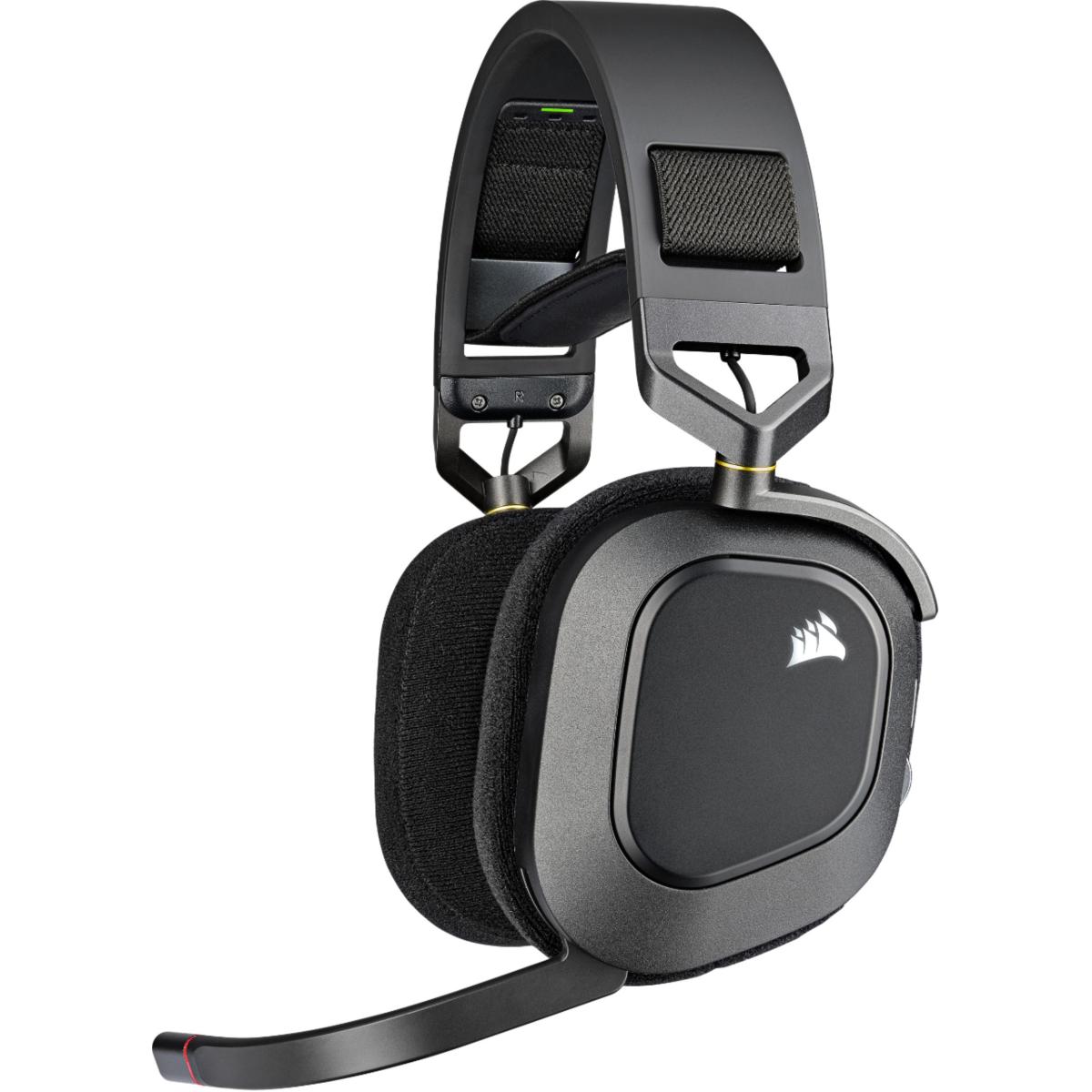 Corsair HS80 RGB WIRELESS Premium, Dolby Atmos 7.1 Surround Gaming Headset w/ Memory Foam & Noise Cancelling Mic-Carbon