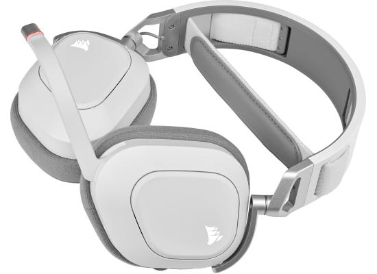 Corsair HS80 RGB WIRELESS Premium, Dolby Atmos 7.1 Surround  Gaming Headset w/ Memory Foam & Noise Cancelling Mic-White