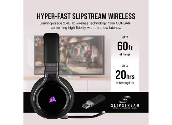 Corsair Virtuoso RGB Wireless 2.4GHz SE (Hi-Fi) 7.1 Surround Gaming Headset, Up To 20Hrs Battery w/ Noise Cancelling Omni-directional Mic-Gunmetal