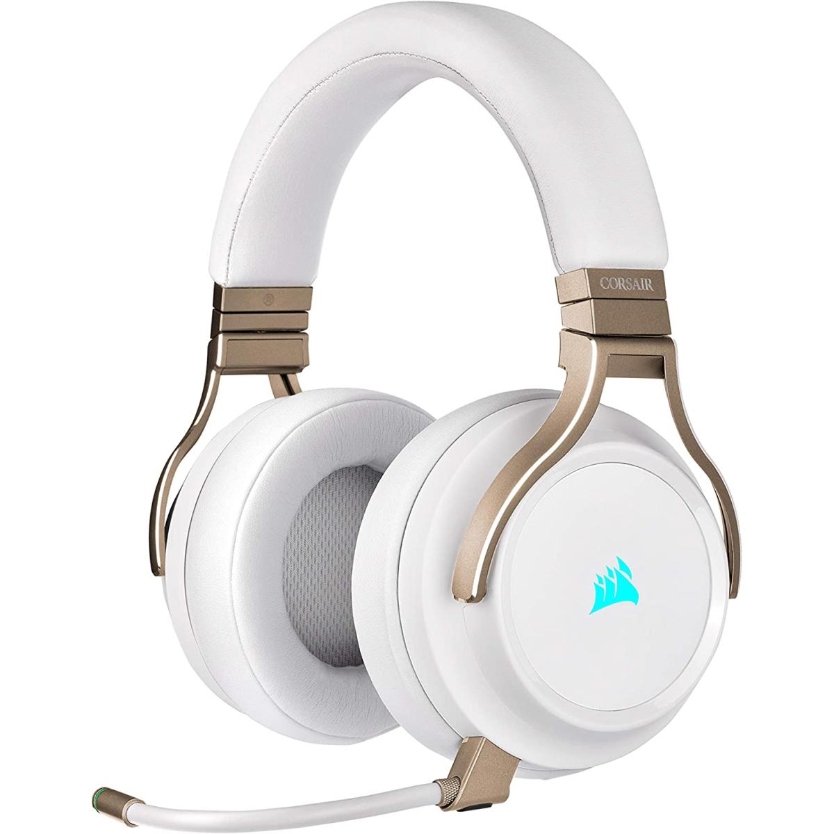 Corsair Virtuoso RGB Wireless 2.4GHz (Hi-Fi) 7.1 Surround Gaming Headset, Up To 20Hrs Battery w/ Noise Cancelling Omni-directional Mic-Pearl