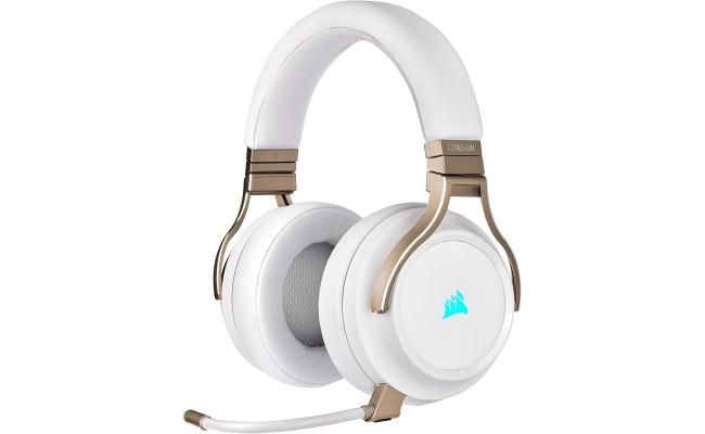 Corsair Virtuoso RGB Wireless 2.4GHz (Hi-Fi) 7.1 Surround Gaming Headset, Up To 20Hrs Battery w/ Noise Cancelling Omni-directional Mic-Pearl