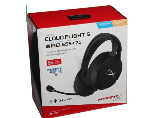 HyperX Cloud Flight S Wireless Gaming Headset, 7.1 Surround Sound, 30 Hour Battery Life, Qi Wireless Charging, Detachable Microphone with LED Mute Indicator, Compatible with PC & PS4