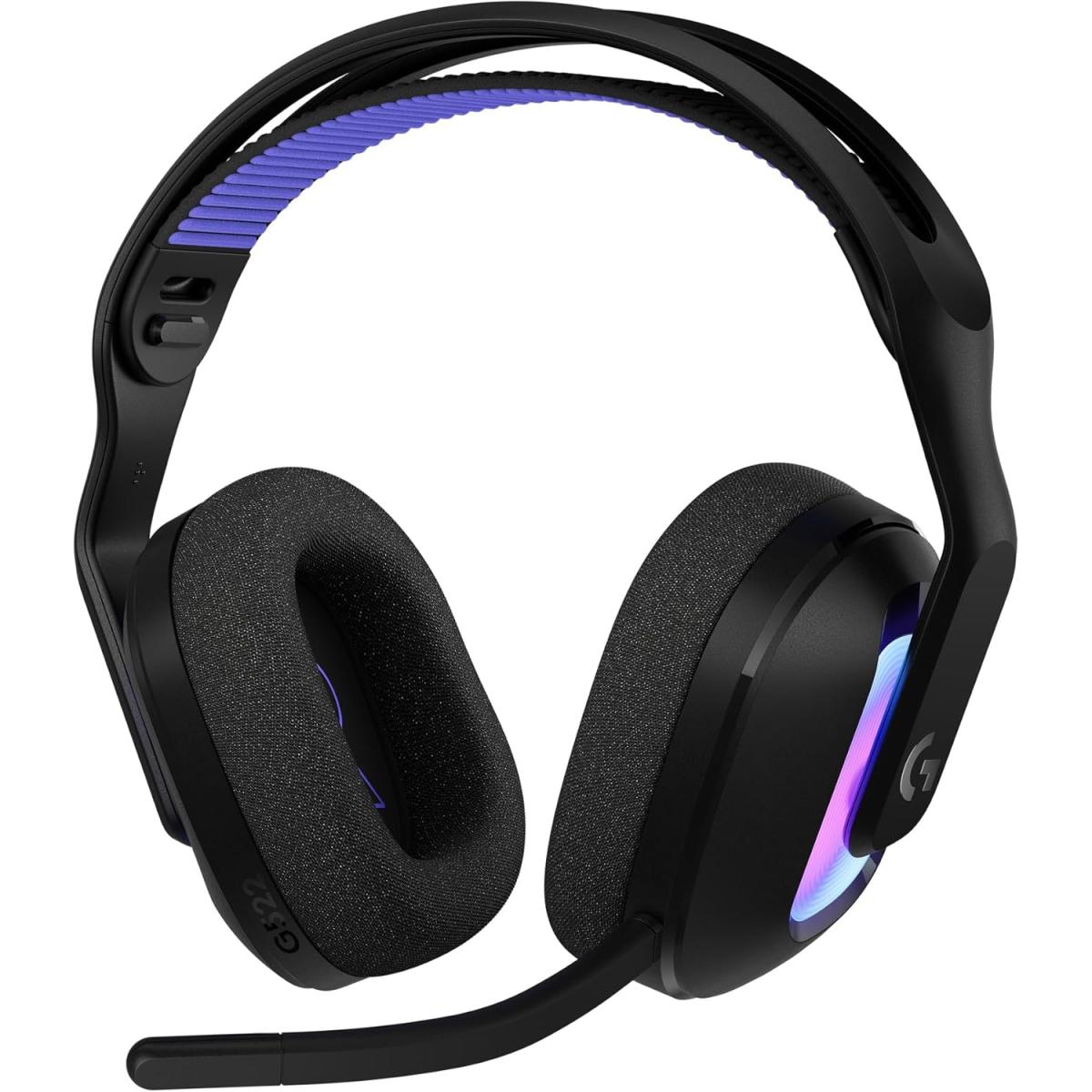 Logitech G G522 LIGHTSPEED Wireless Gaming Headset, LIGHTSYNC RGB, Full Bandwidth Mic & Advanced Synchronised Audio, Tri-Connectivity with LIGHTSPEED, Bluetooth, USB-A to USB-C for PC - Black