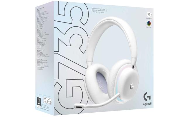 Logitech G735 Wireless (White Mist) Gaming Headset, Dual Mode (2.4GHz, Bluetooth), Dolby Atmos, Spatial Surround Sound, LIGHTSYNC RGB Lighting, Detachable Boom Mic, Compatible with PC, PC, Mac, Mobile Devices