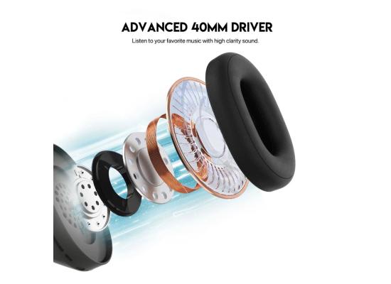 FANTECH GO TUNE WH06 Wireless (Gun Black) Comfortable & Elegant Headphone Design, Dual Connection (BT 5.3 + 3.5mm Audio), Up To 20 Hours Battery