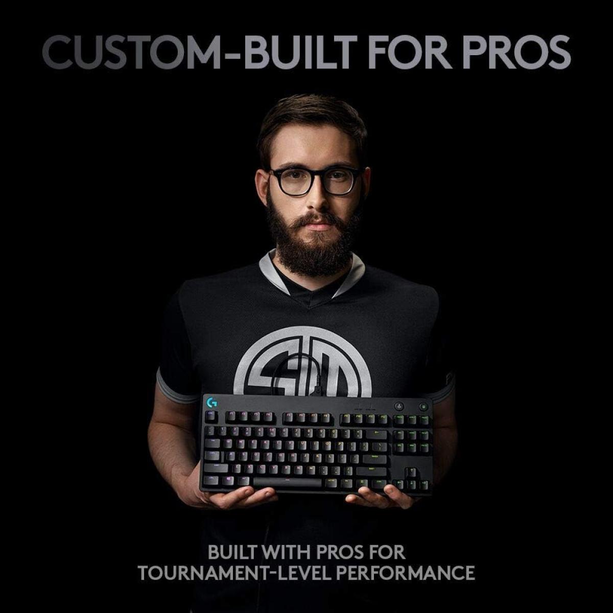 Logitech G PRO Mechanical Gaming Keyboard, Ultra Portable Tenkeyless Design, Detachable Micro USB Cable, 16.8 Million Color LIGHTSYNC RGB Backlit Keys, Blue Switch