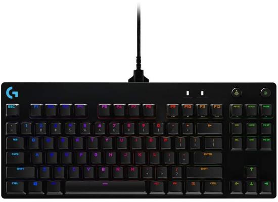 Logitech G PRO Mechanical Gaming Keyboard, Ultra Portable Tenkeyless Design, Detachable Micro USB Cable, 16.8 Million Color LIGHTSYNC RGB Backlit Keys, Blue Switch