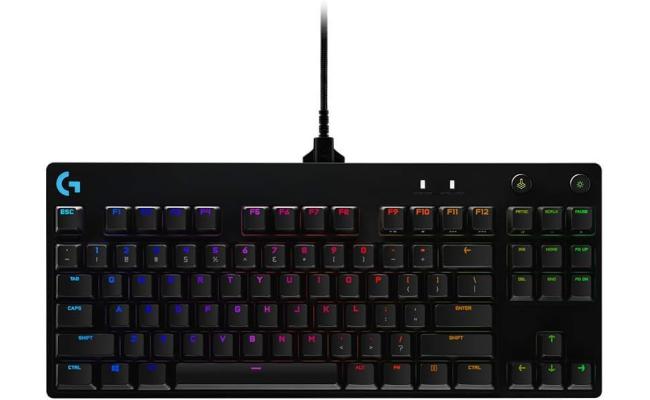 Logitech G PRO Mechanical Gaming Keyboard, Ultra Portable Tenkeyless Design, Detachable Micro USB Cable, 16.8 Million Color LIGHTSYNC RGB Backlit Keys, Blue Switch