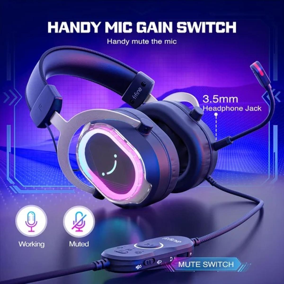 FIFINE H13 RGB Gaming Headset with 7.1 Surround Sound and MultiPlatform Support PC/PS4/PS5