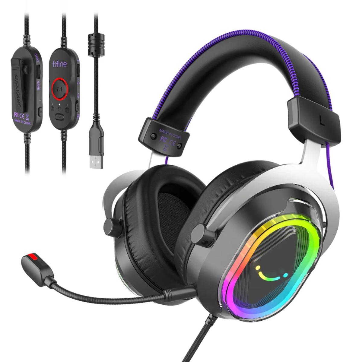 FIFINE H13 RGB Gaming Headset with 7.1 Surround Sound and MultiPlatform Support PC/PS4/PS5